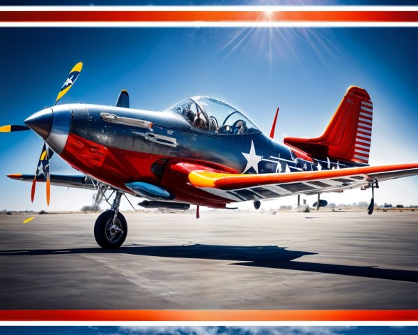 Vintage Aircraft with Red, Blue, and White Design