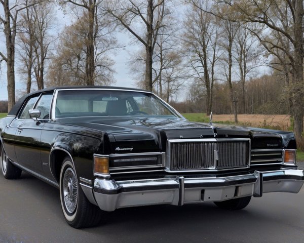 Classic Black Luxury Coupe on Scenic Road