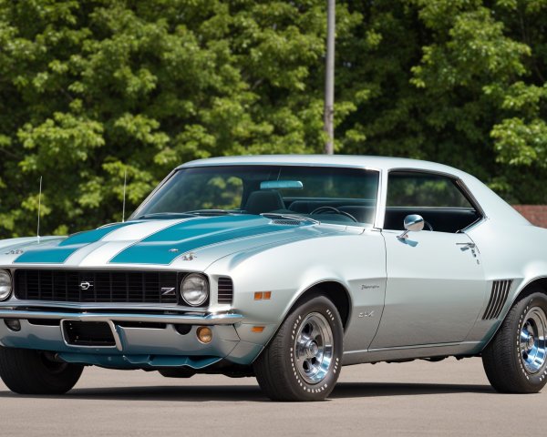 1970 Chevrolet Camaro Z28 in Light Blue with Stripes