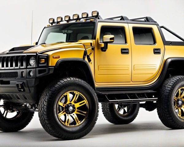 Bold Yellow Hummer H2 with Rugged Design Features