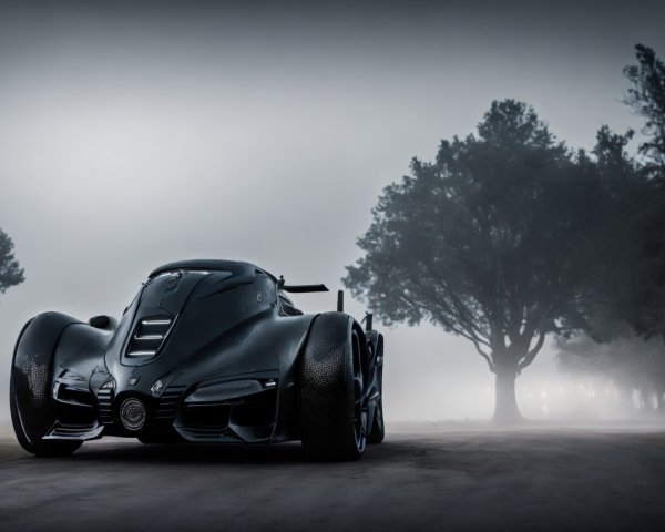 Futuristic Black Car with Aerodynamic Design Features