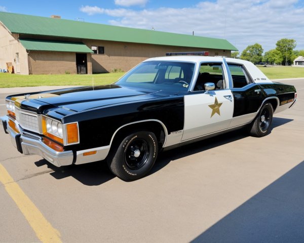 Classic Police-Style Car with Black and White Design