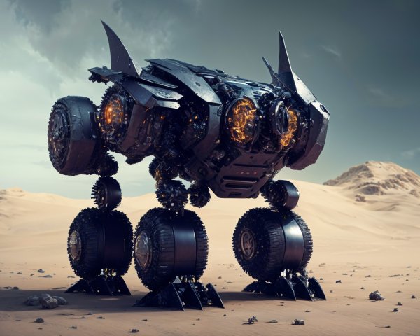 Futuristic Robotic Creature in Desert Landscape