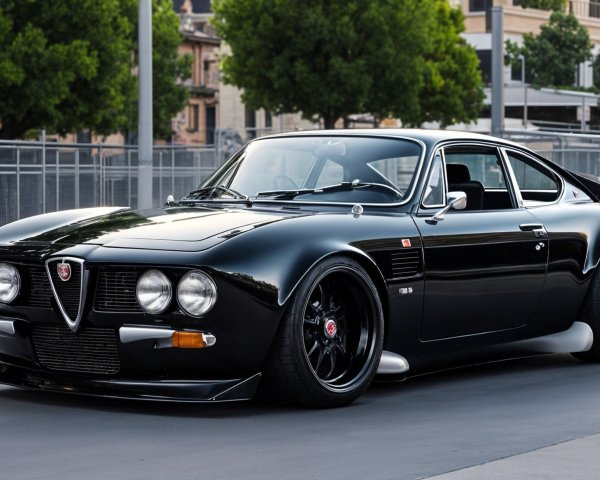 Sleek Black Sports Car with Modern Modifications