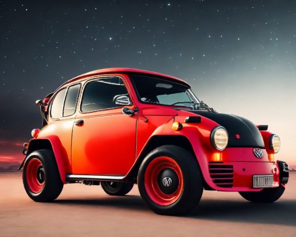 Customized Retro Volkswagen Beetle Against Night Sky