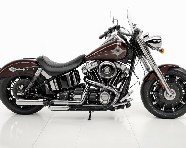 Custom Motorcycle with Maroon Paint and Chrome Accents