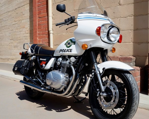 Vintage Police Motorcycle with Classic Design Features