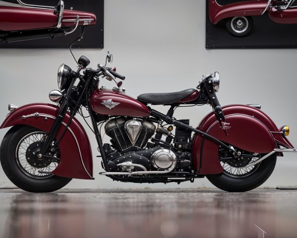 Classic Maroon Motorcycle with Chrome Accents