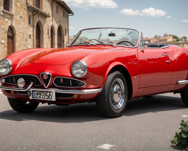 Vibrant Red Convertible Sports Car on Scenic Street