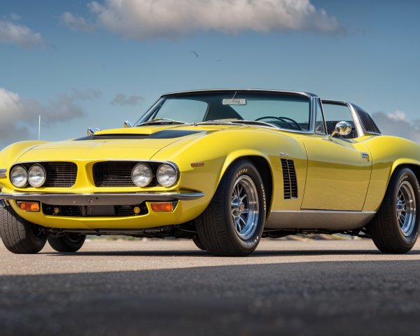 Vintage Yellow Car with Classic Design and Features