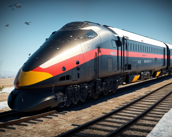 Modern sleek train design in black and red colors