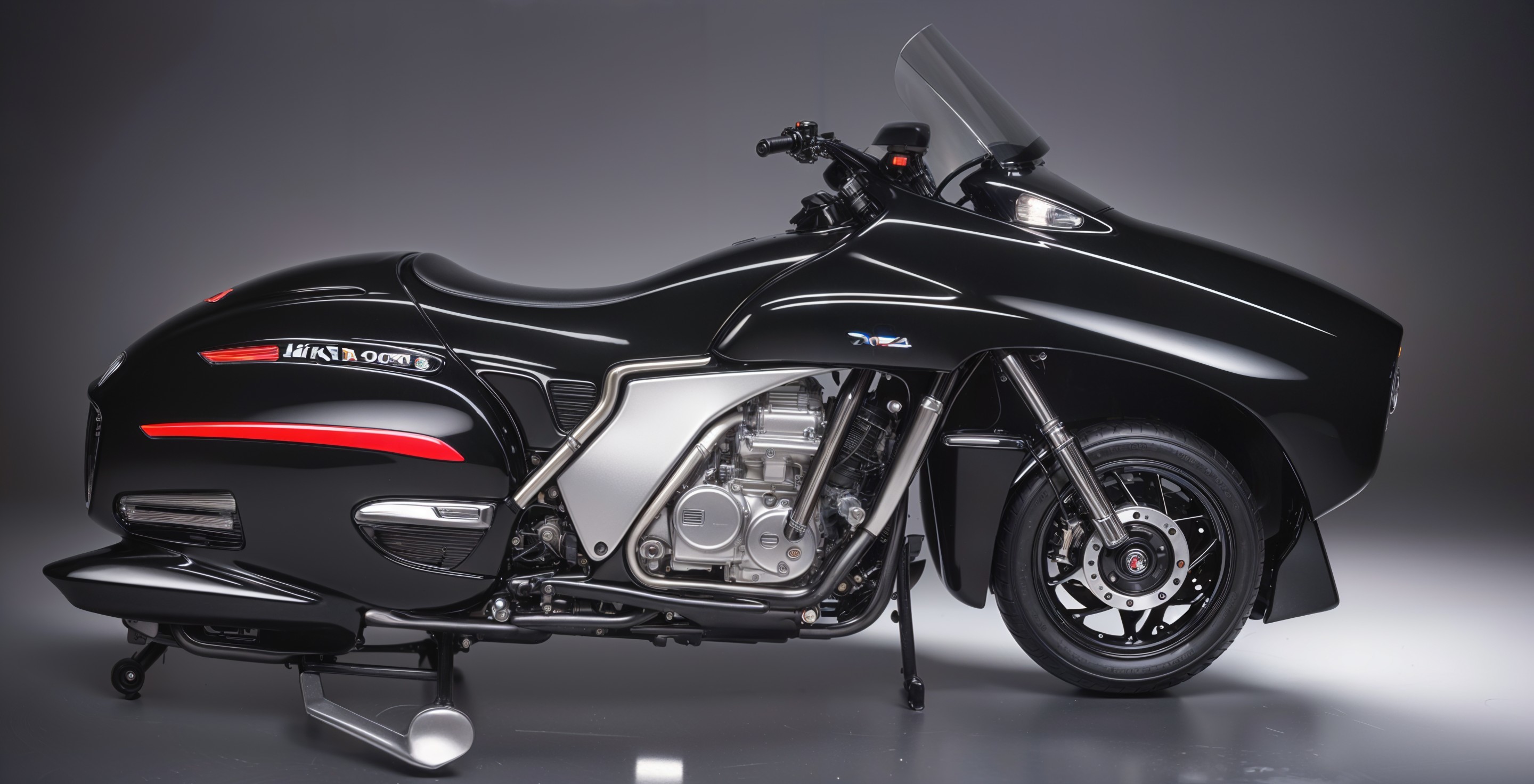 Sleek Black and Red Modern Motorcycle Design Features