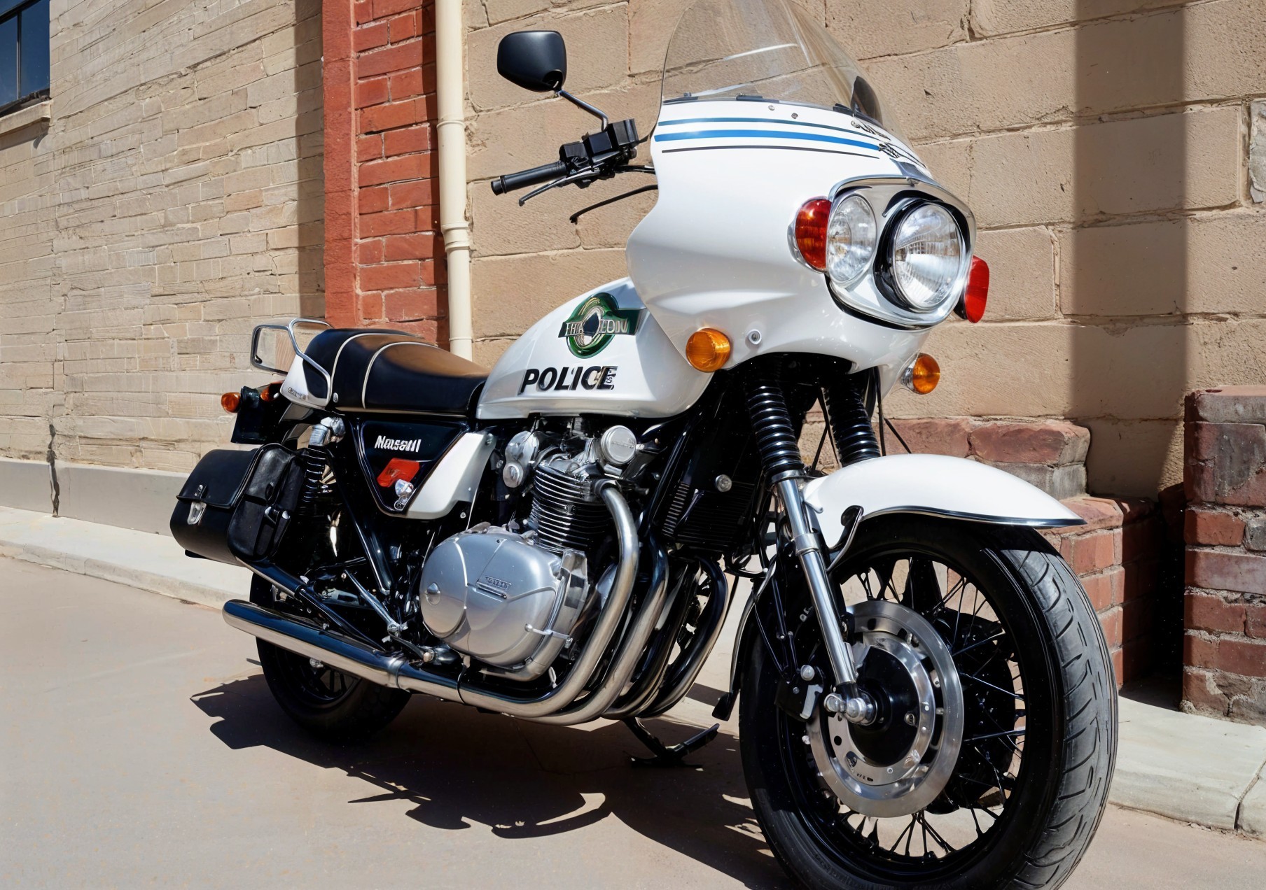 Vintage Police Motorcycle with Classic Design Features