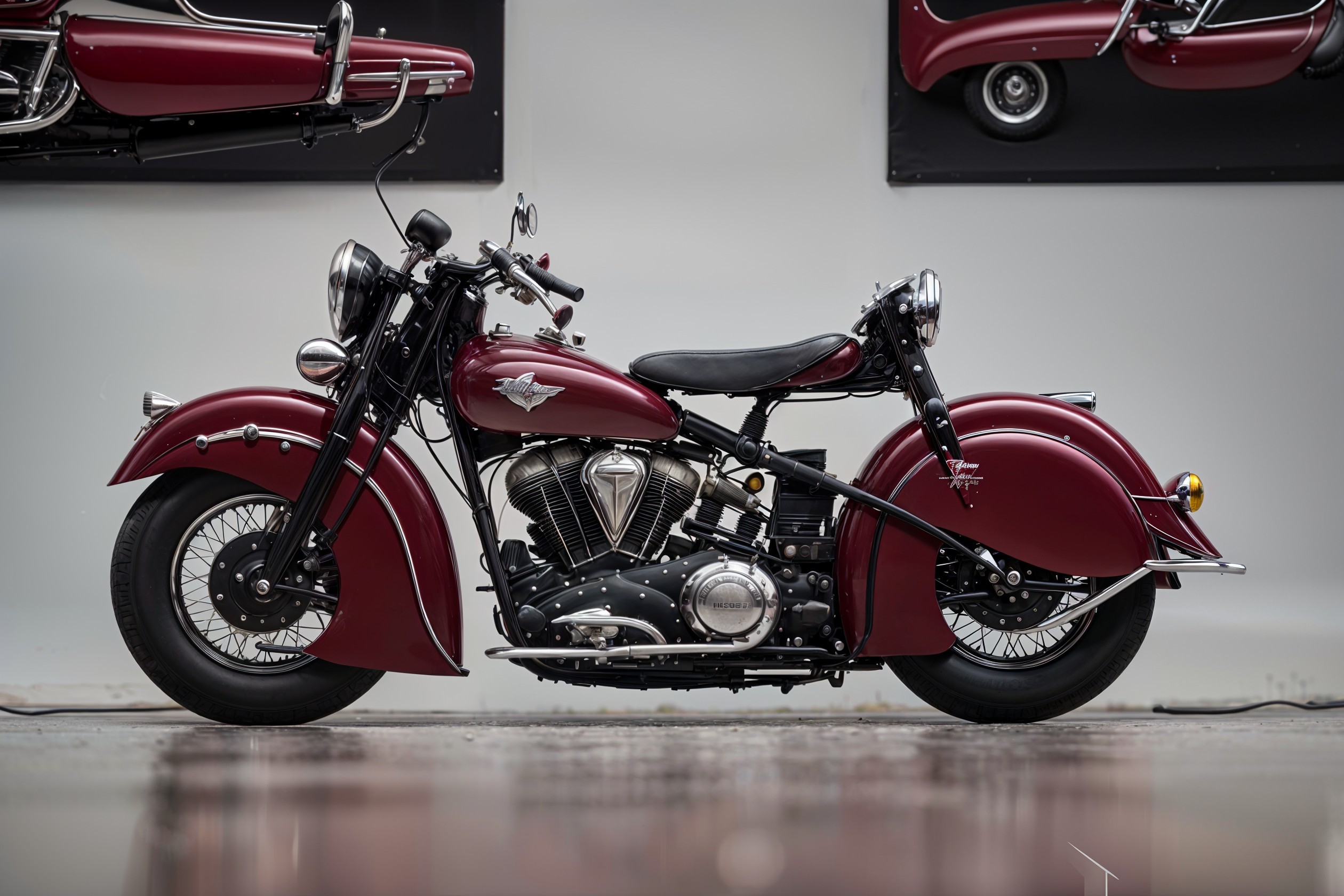 Classic Maroon Motorcycle with Chrome Accents