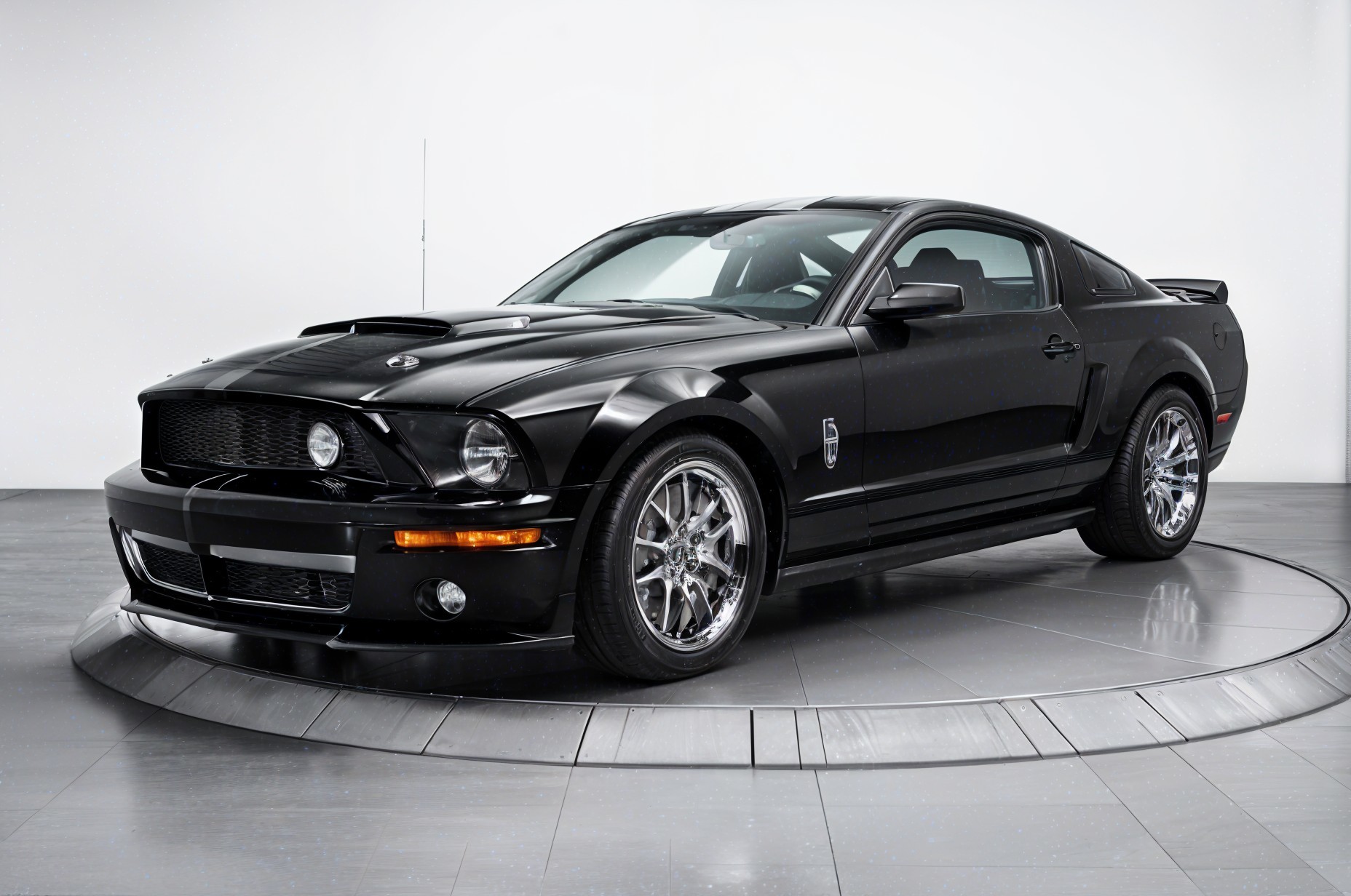 Sleek Black Sports Car with Muscular Design Features