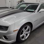 Sleek Silver Sports Car with Black Racing Stripe