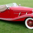 Vintage Red Convertible Car with Tan Leather Interior