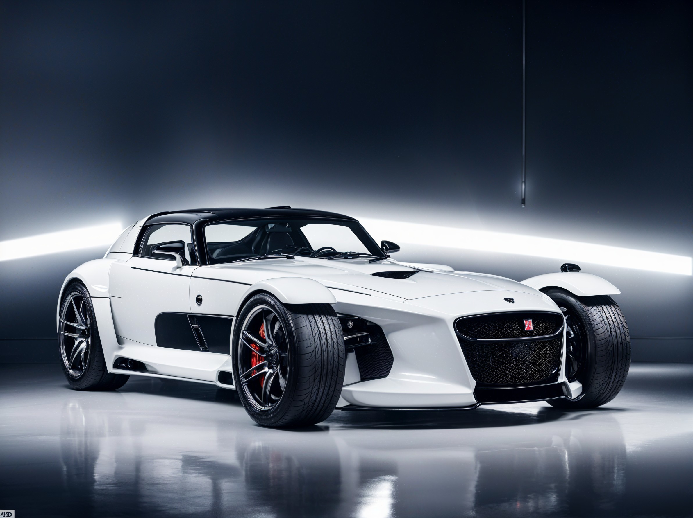 Sleek White Sports Car with Bold Design Elements