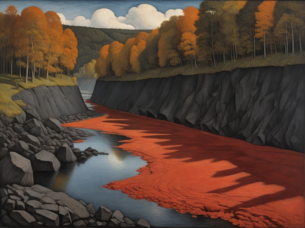Serene Canyon Landscape with Vibrant Red River
