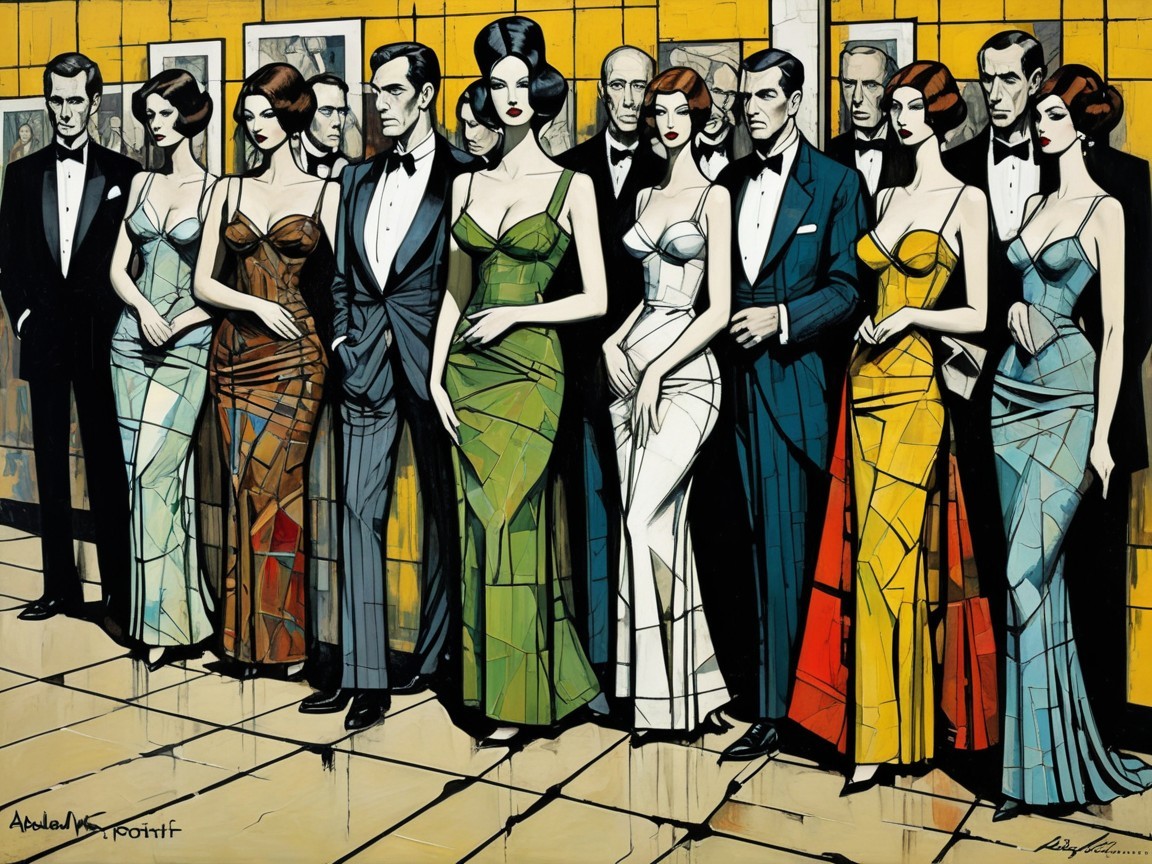Elegant Gathering of Dressed Individuals in Vibrant Setting