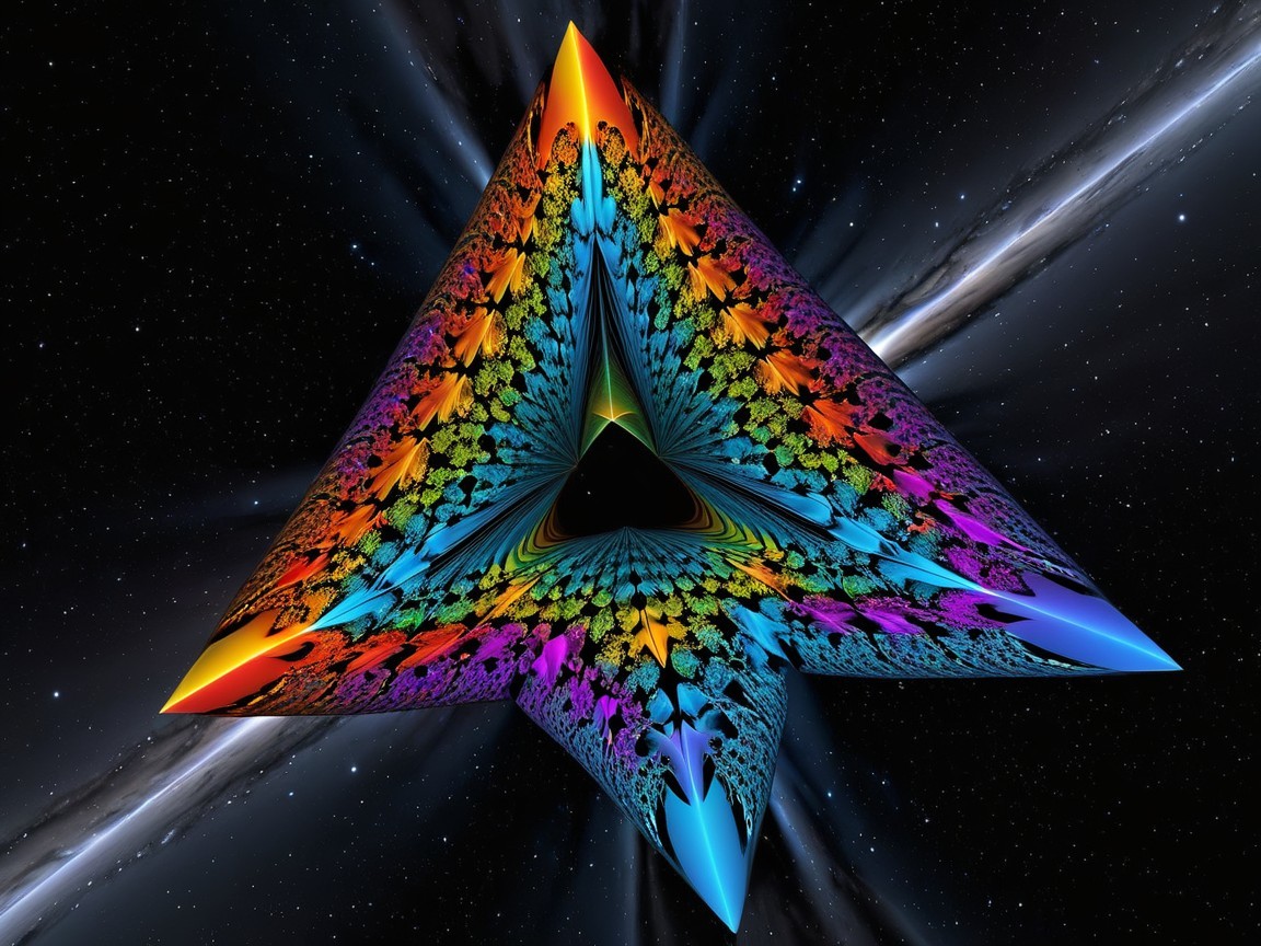 Colorful Fractal Pyramid in Cosmic Background