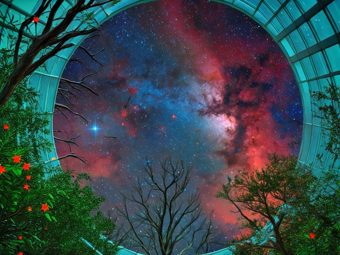 Vivid Night Sky with Stars and Silhouetted Trees