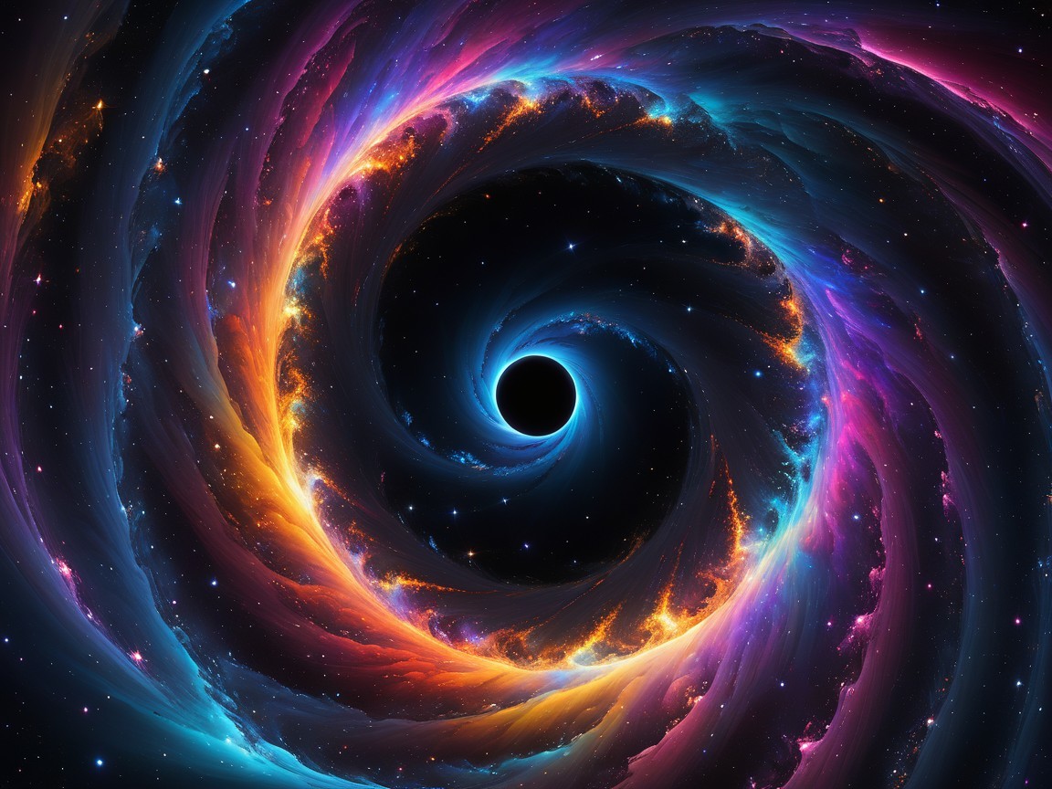 Vibrant Spiral Galaxy with Colorful Cosmic Features