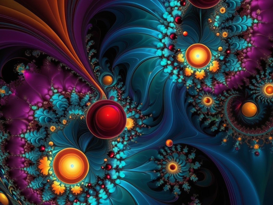 Vibrant Fractal Pattern in Blue, Purple, and Orange