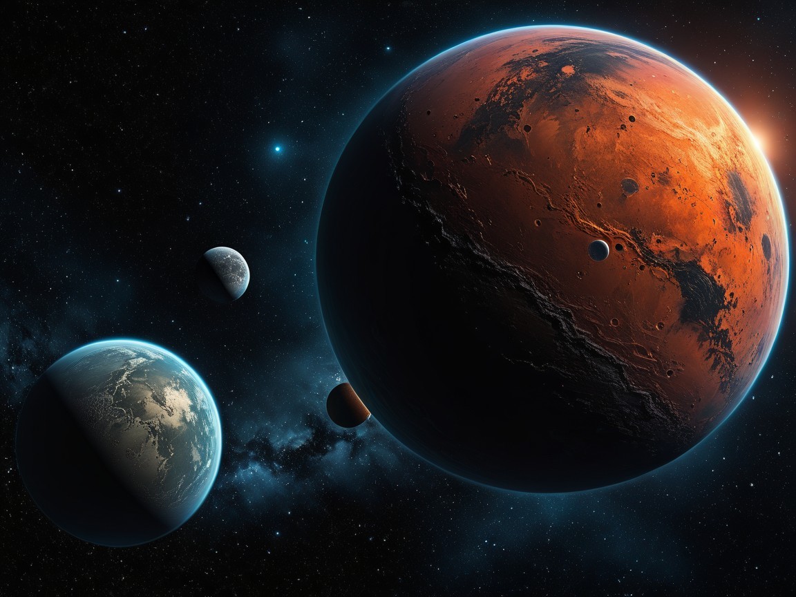Vibrant Celestial Scene with Planets and Stars