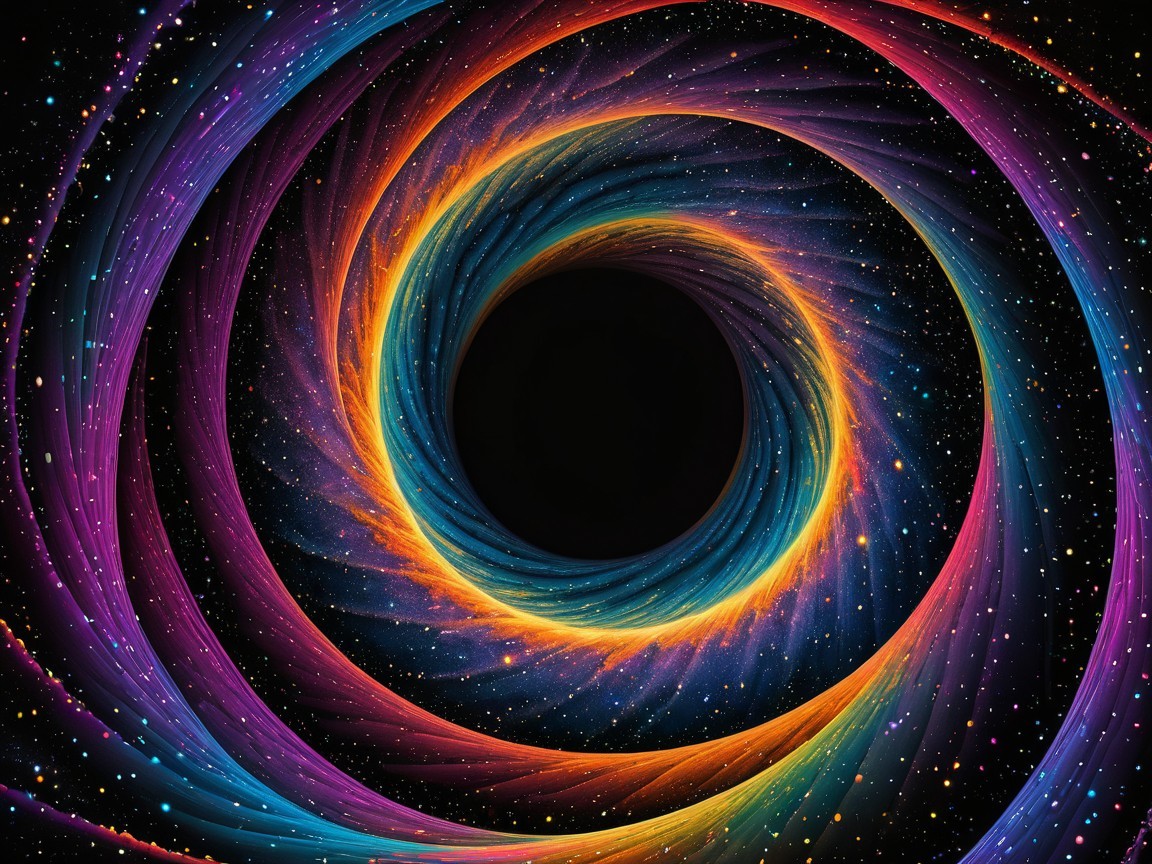 Cosmic Swirl of Colors in a Starry Space Scene