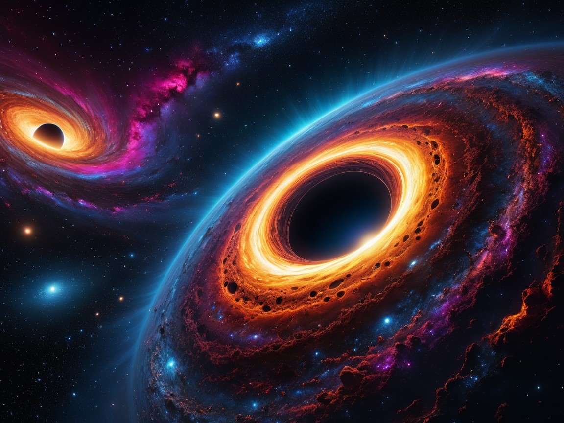 Cosmic Scene of Two Black Holes with Vibrant Galaxies