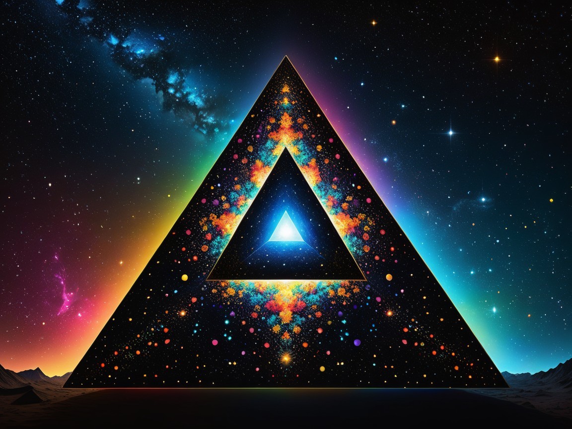 Cosmic Scene with Triangular Structure and Galaxies