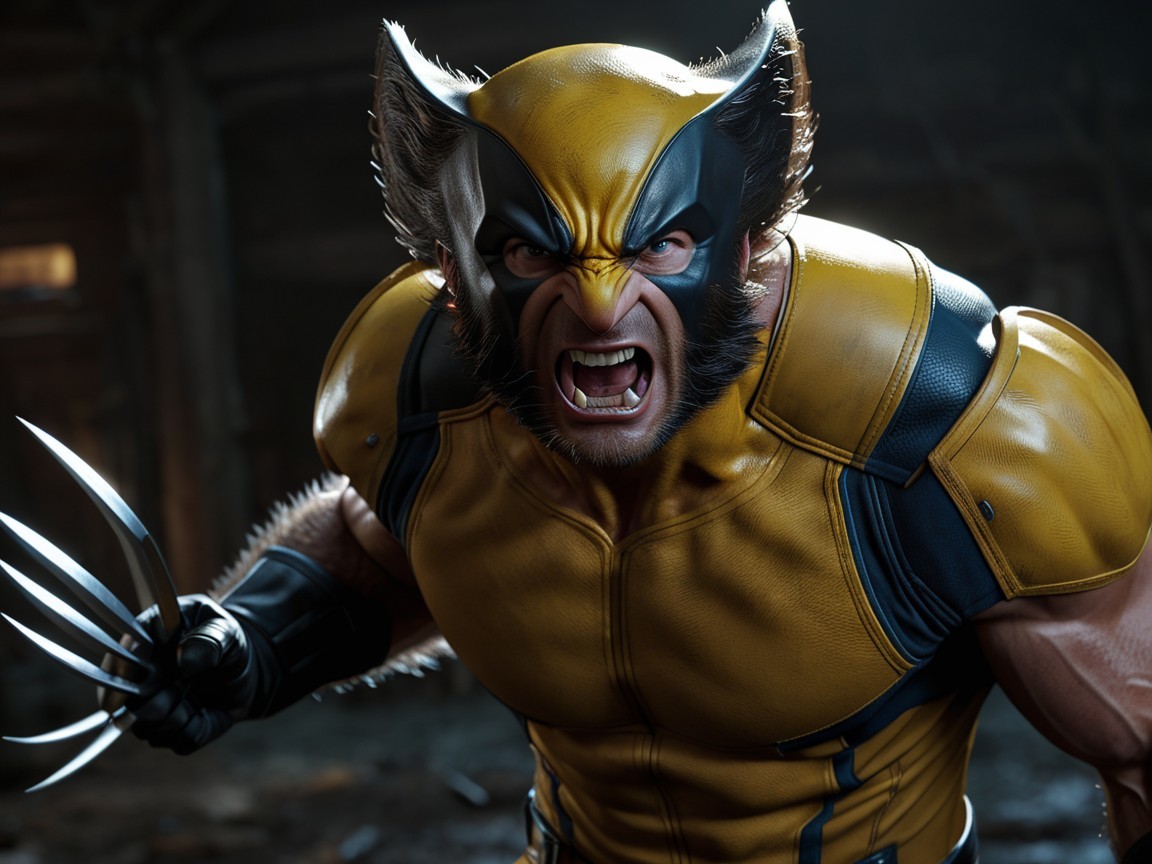 Fierce Character in Yellow and Blue Armor with Claws
