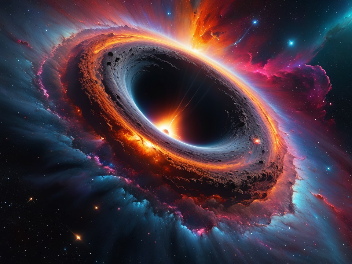 Black Hole Surrounded by Colorful Cosmic Clouds