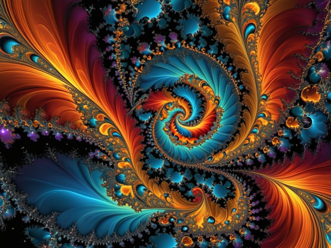 Vibrant Fractal Image with Colorful Swirls and Patterns
