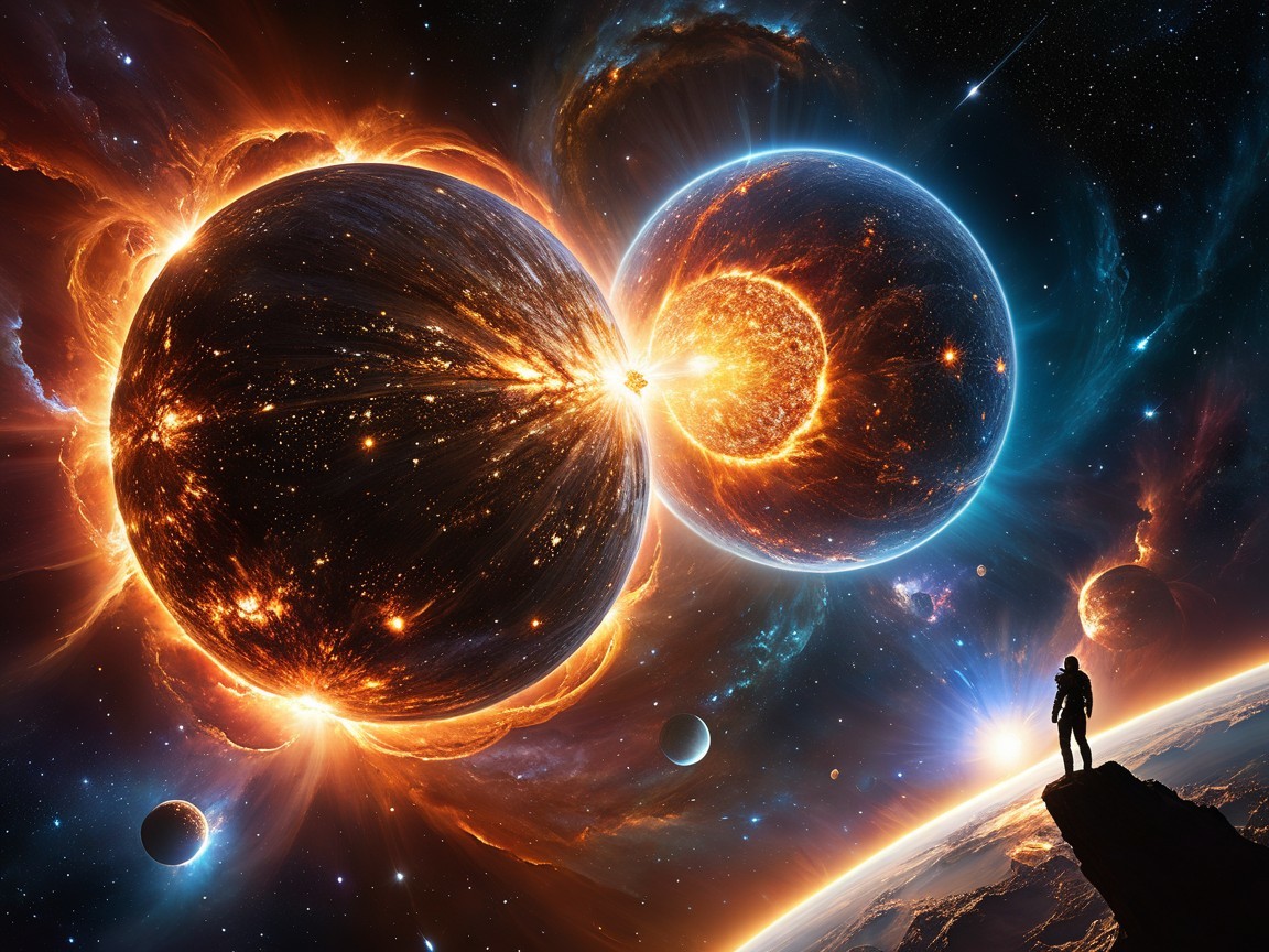 Cosmic Collision of Celestial Bodies in Space