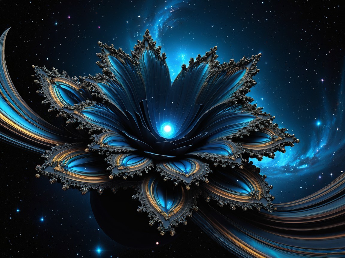 Surreal Flower Design in Cosmic Background