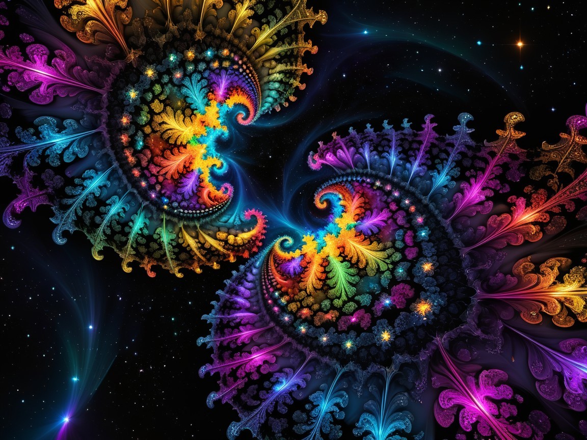 Fractal Design with Swirling Patterns and Vibrant Colors