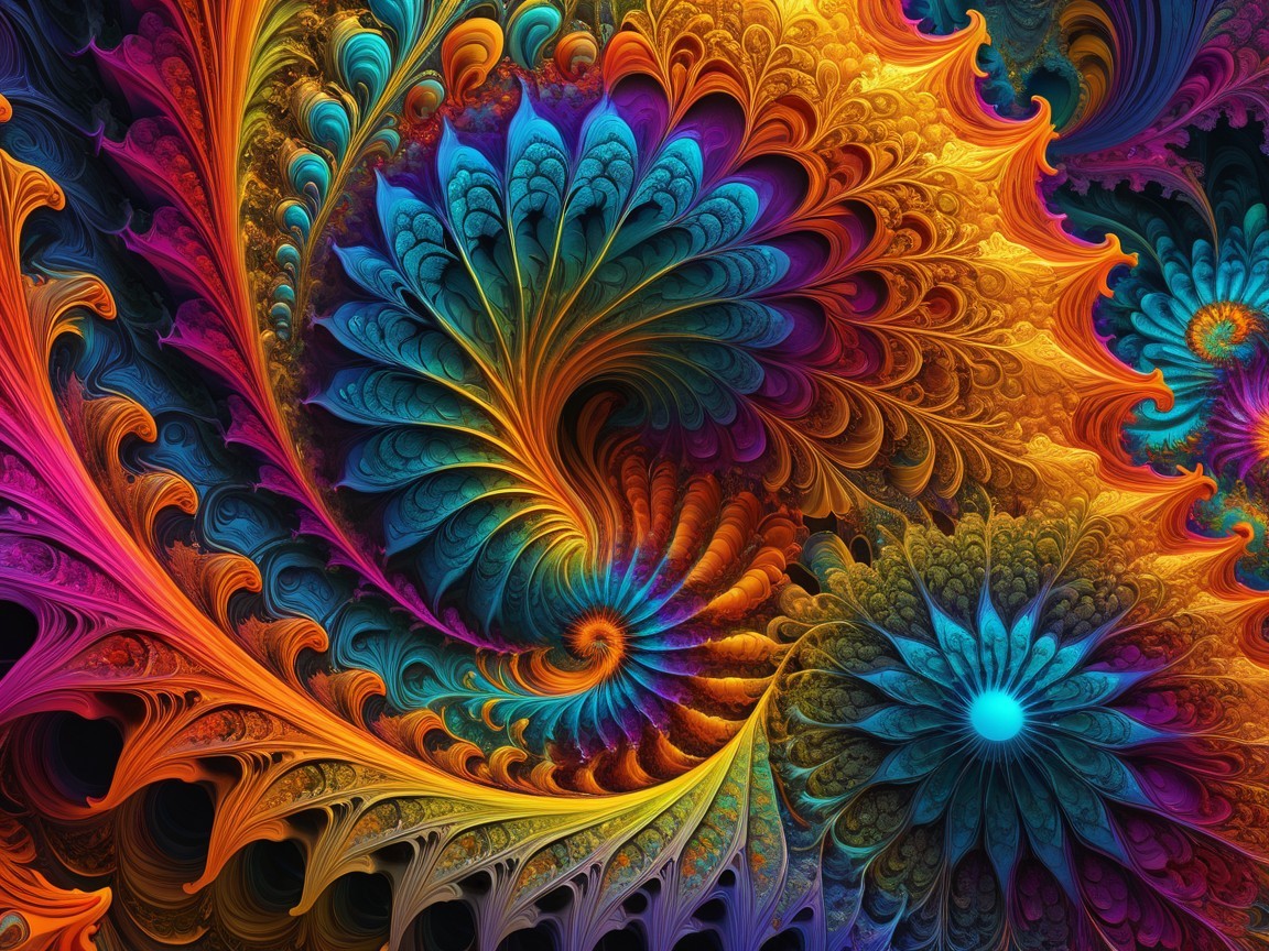Intricate Fractal Patterns in Vibrant Spiral Design