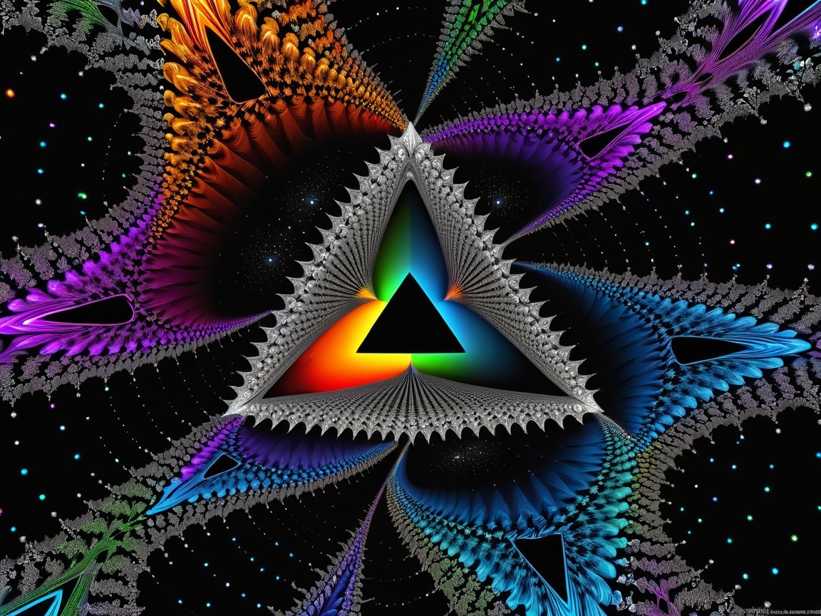 Fractal Image with Central Triangle and Color Segments