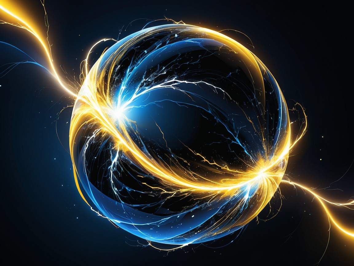 Abstract Design of Blue and Gold Energy Swirls