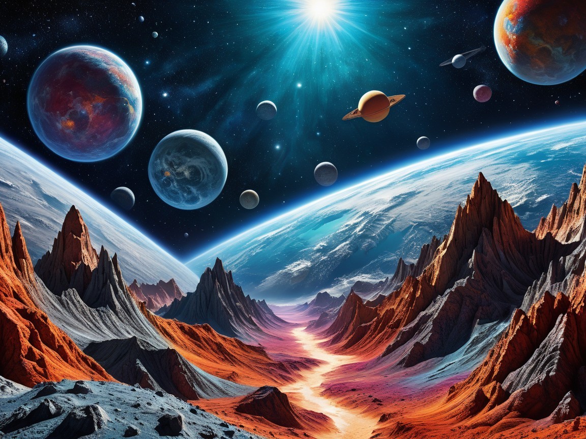 Alien Landscape with Mountains and Vibrant Colors