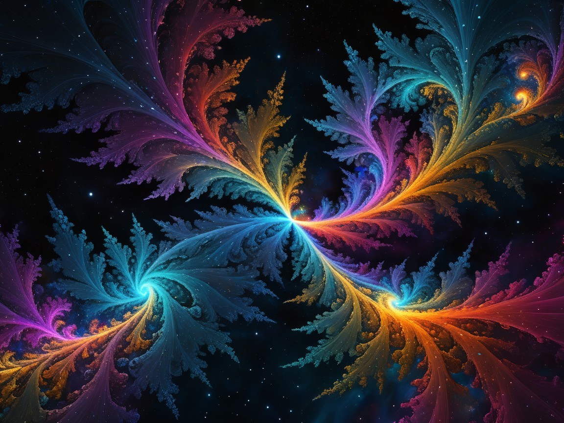 Vibrant Fractal Design with Swirling Patterns and Colors