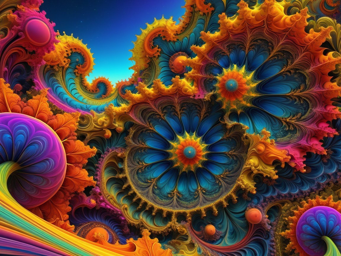 Vibrant Fractal Patterns in Rich Colors and Shapes