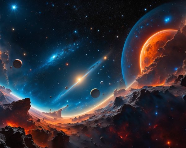 Vibrant Nebula and Planets in Cosmic Scene