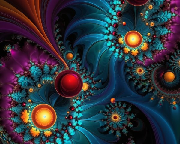 Vibrant Fractal Pattern in Blue, Purple, and Orange