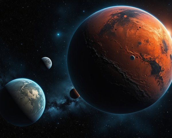 Vibrant Celestial Scene with Planets and Stars
