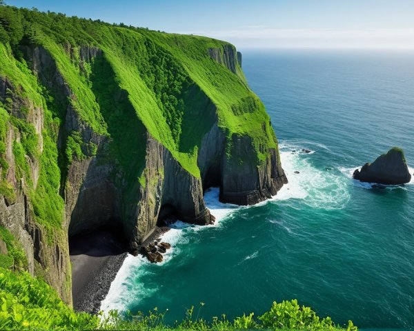 Coastal Landscape with Cliffs and Rocky Shoreline