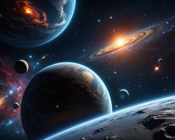 Vibrant Galaxy with Nebulae and Celestial Bodies
