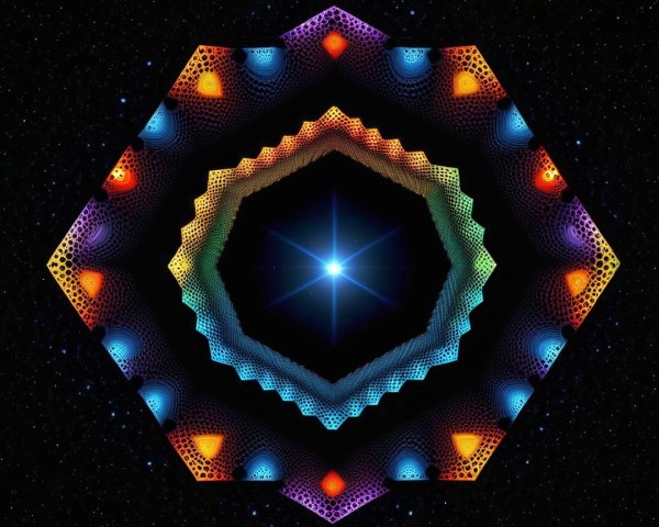 Psychedelic Abstract Fractal with Octagonal Frames